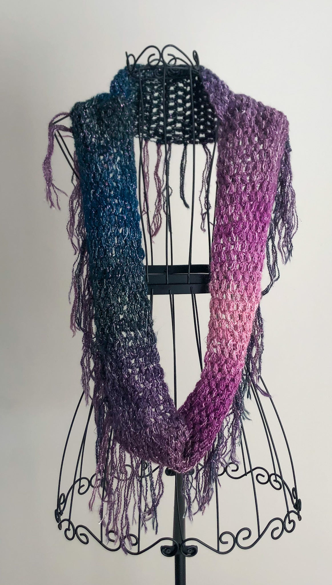 Purple Enchanted Multi-Colored Infinity Scarf with Fringe