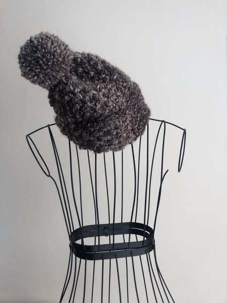 Grey Brown Vanity Cowl with Buttons and Hat
