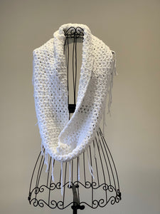 Luxe Snowball Infinity Scarf with a touch of Fringe